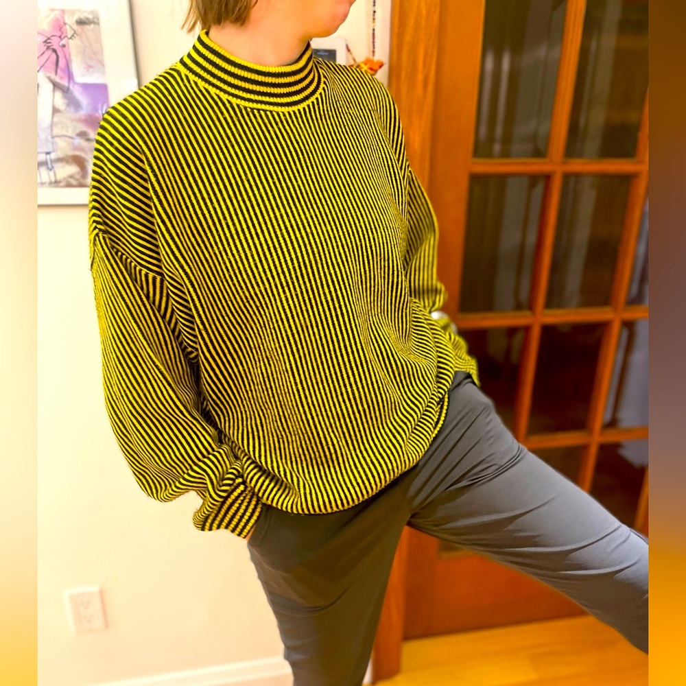 Yellow striped oversized knit
